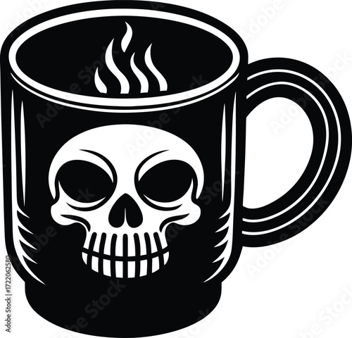 Scary skull holding beer vector illustration