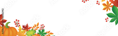 Realistic autumn foliage, white background with space for text - Vector illustration