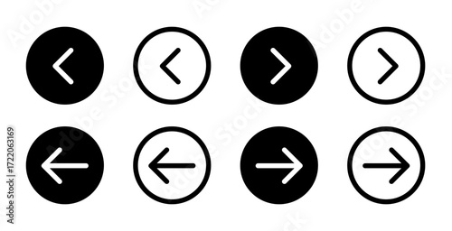 Back and Next button vector set for UI navigation and digital interface design