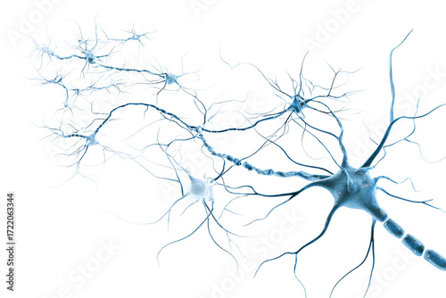Blue Neural Network isolated on white transparent background