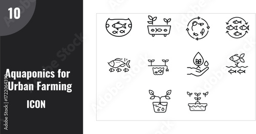 Aquaponics Icons Sustainable Urban Farming and Integrated Ecosystem Designs