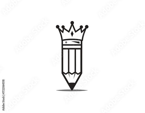 Simple pencil with crown graphic