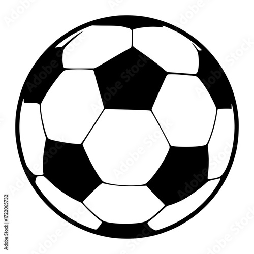 Solid black soccer ball silhouette vector icon.