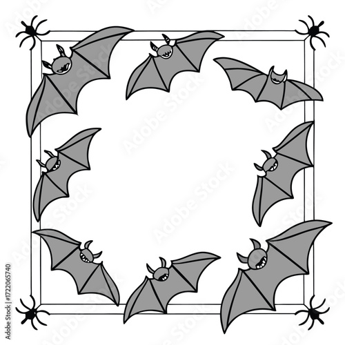 Vector art of halloween border with bats and spiders