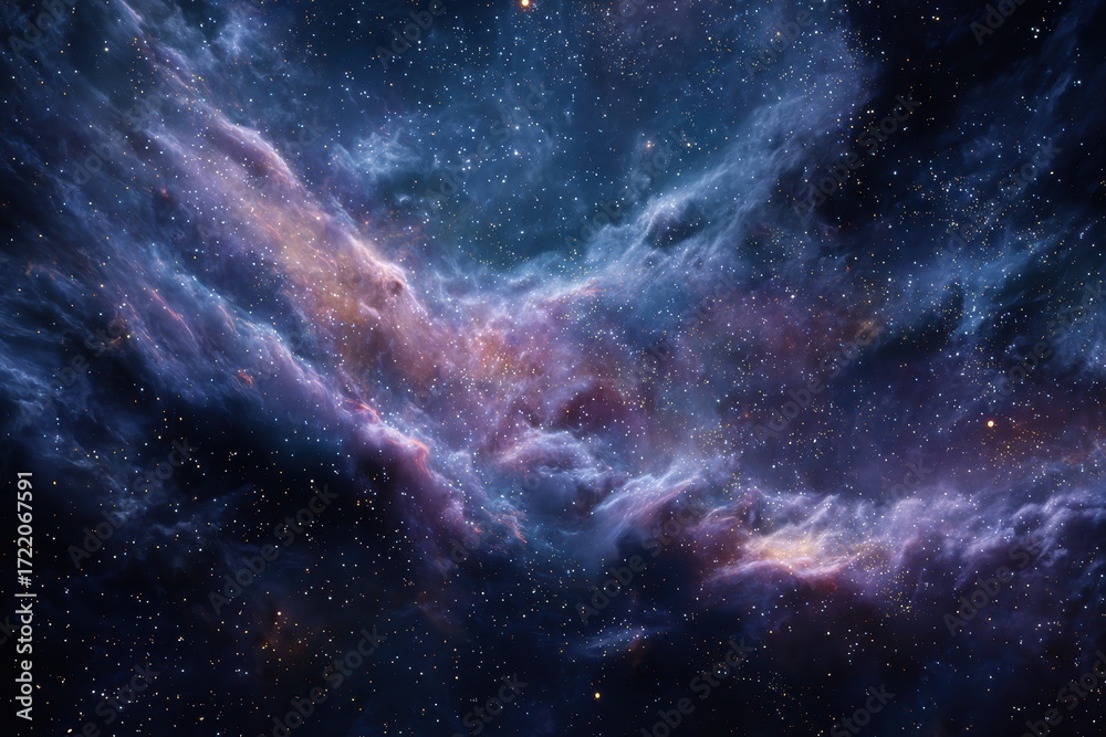 Fototapeta premium Breathtaking view of cosmic clouds filled with colors in deep space revealing the beauty of the universe clearly at night