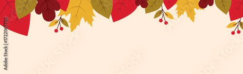 Realistic autumn foliage, white background with space for text - Vector illustration