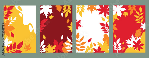 Abstract trendy generic autumn art templates. Suitable for cover, web banner, poster, flyer, poster, postcard - Vector illustration