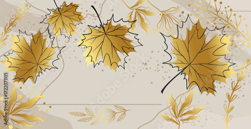 Autumn maple leaves on a colored background - Vector illustration