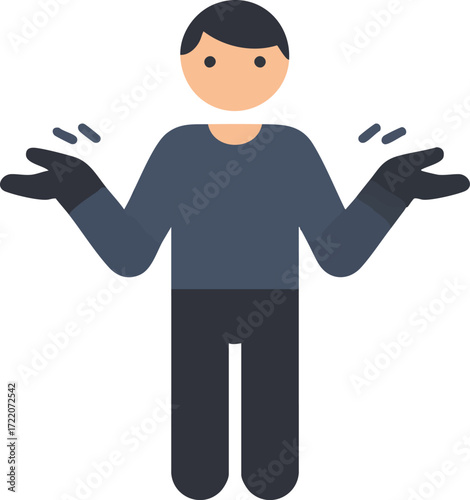Shrugging man icon expressing uncertainty or lack of knowledge