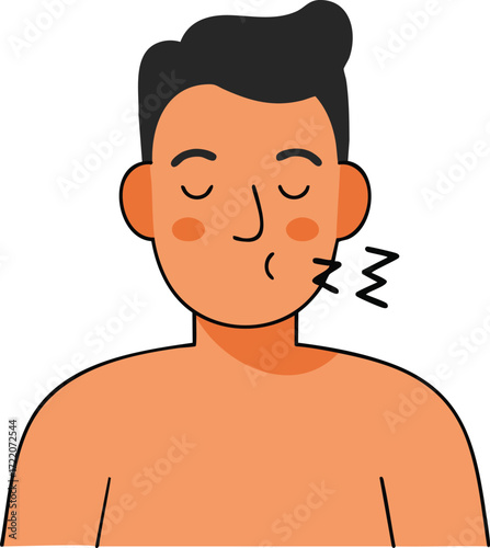 Sleeping man illustration. Dreamy, relaxed character with closed eyes.