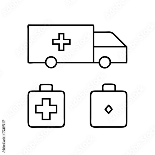 medical car icon set vector 