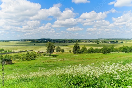  Minsk region, Belarus, July 12, 2025. Rural landscape near the Stalin Line.                              