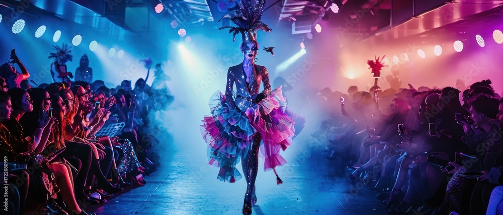 Fototapeta premium Fashion show performer on runway