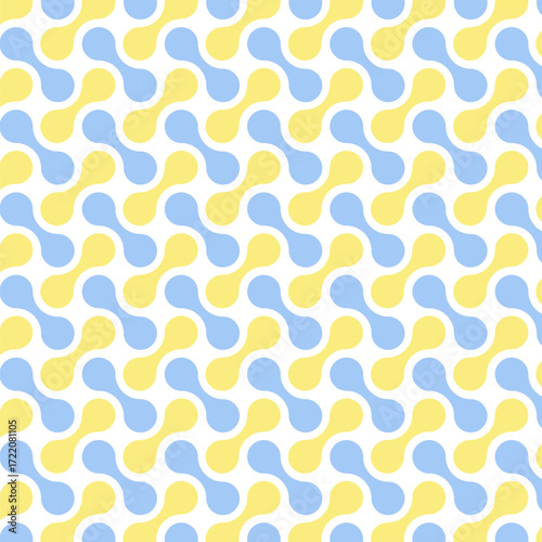 Pastel yellow and blue color Meta balls seamless pattern design