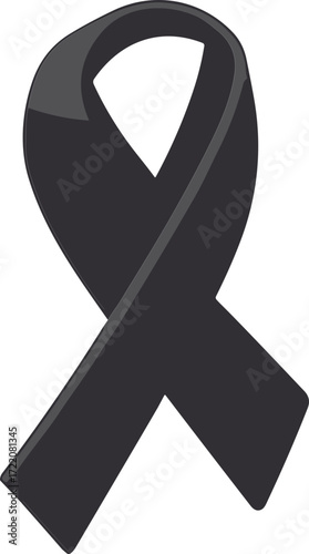 The image shows a black awareness ribbon symbolizing mourning, remembrance, and support during times of grief and loss.