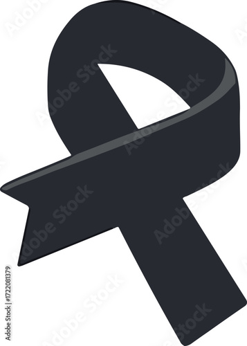 The image shows a black awareness ribbon symbolizing mourning, remembrance, and support during times of grief and loss.