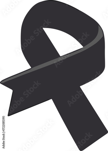 The image shows a black awareness ribbon symbolizing mourning, remembrance, and support during times of grief and loss.