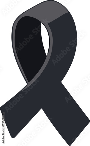 The image shows a black awareness ribbon symbolizing mourning, remembrance, and support during times of grief and loss.