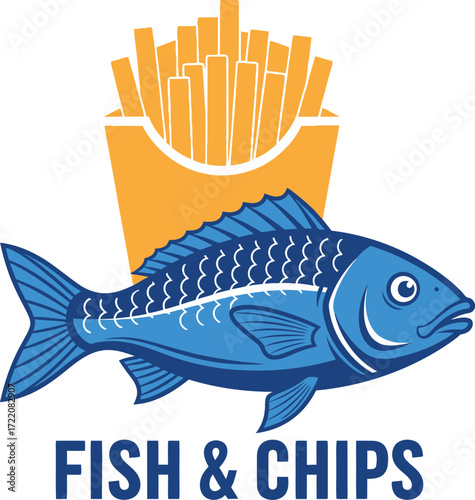 Classic fish and chips icon representing a popular takeaway meal.