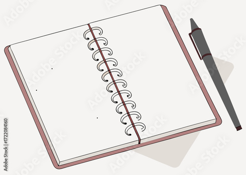 The blank open spiral notebook with a pen resting on the page is ready for your personal message or to-do list