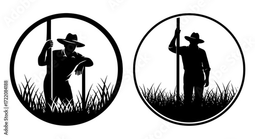 Illustration of two farmers standing in a field farmer vector illustration