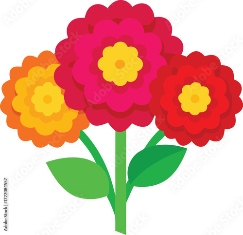 Vibrant zinnia flower bouquet vector illustration scalable floral art for decoration