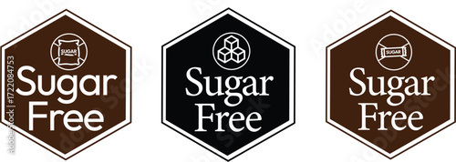 Set of sugar-free and diet badges for food packaging