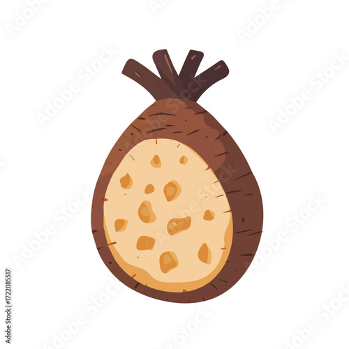 Icon clipart, Minimalistic 2D flat icon featuring a whole taro root isolated on a white background, an element in vector and EPS format. clean vector design, simple illustration style