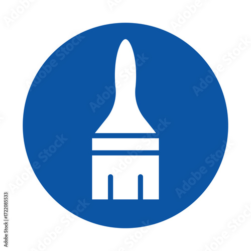 Simple Blue Circle Logo with White Paint Brush Icon for Creative Designs