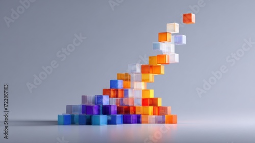 Wallpaper Mural abstract composition of colorful blocks forming upward graph, symbol of startup growth and innovation Torontodigital.ca
