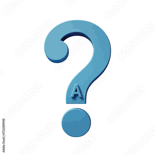 Stylized blue question mark symbol with letter A on white background punctuation