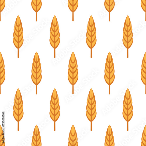 Vector Seamless Pattern with Agriculture Wheat and Cereal Ears. Organic Wheat, Rice Ear Design Template. Bread, Beer Packaging, Farming, Organic Food Concepts