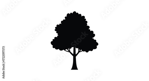 Simple black silhouette of a tree with a rounded canopy and trunk