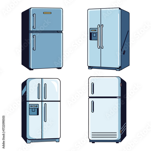 Four different refrigerator styles for modern kitchen design concepts