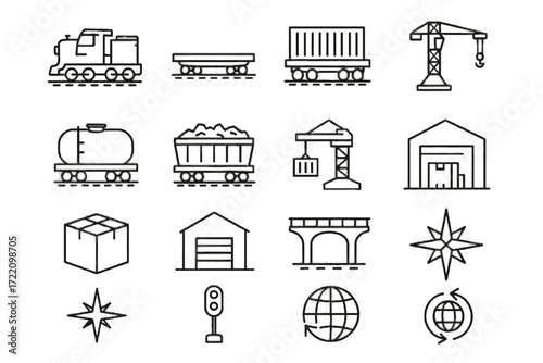 Rose locomotive storage cargo railway container light vector flatbed icon arrows wagon