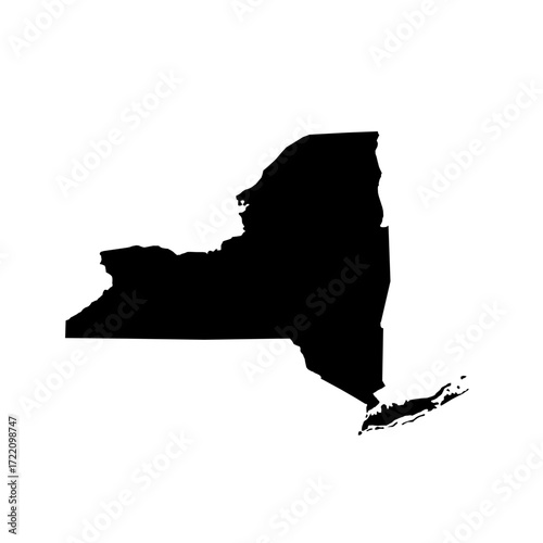 New York State Map Vector — Flat Design Outline with Detailed Borders for Education, Business, and Sports