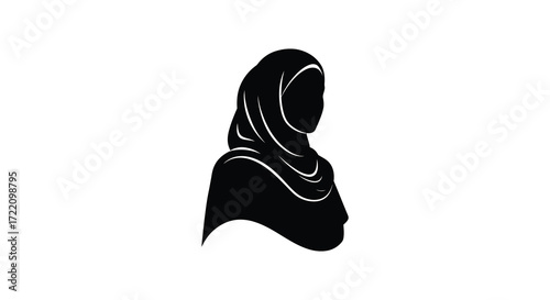 Silhouette of a woman wearing a traditional islamic hijab or headscarf