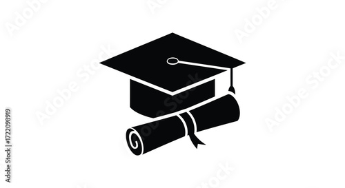 Graduation cap and diploma scroll a symbol of academic achievement