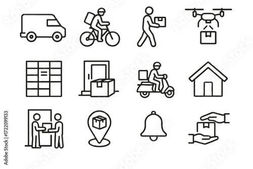 Customer box smart delivery vector receiving package multi modal scooter courier icon