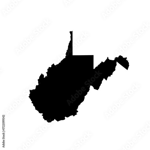 West Virginia State Map Vector — Editable Flat Design Outline & Solid Template