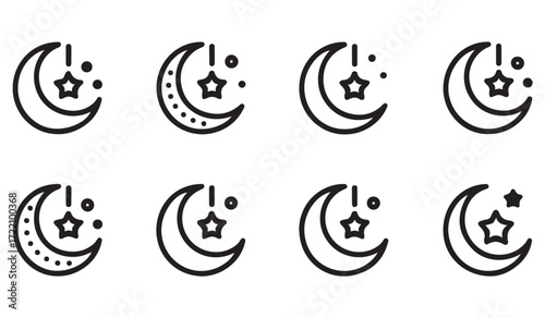 Minimalist celestial line art collection, moon and star illustrations for religion and spirituality