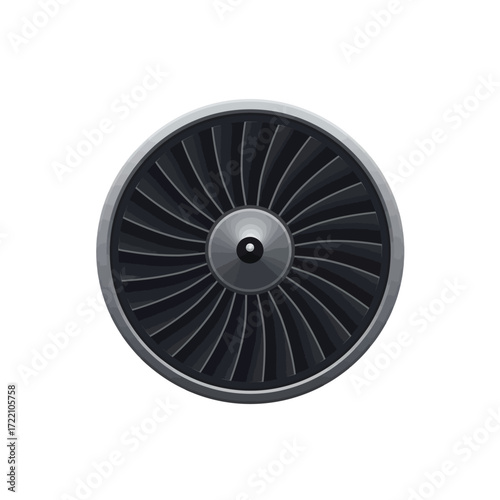 Modern Jet Engine Turbine Fan Blades Front View Illustrative Design for Advanced Aviation and Aerospace Technology