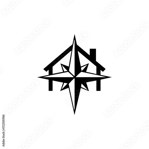 Geometric compass combined with house silhouette, symbolizing STEM education, direction, and cooperative homeschooling.
