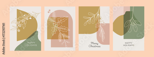 Merry Christmas Cards Set with Hand-Drawn Elements, Vintage Doodles and Sketches, Christmas Illustrations Perfect for Holiday Greetings, Seasonal Invitations, and Festive Design Projects, DIN A6