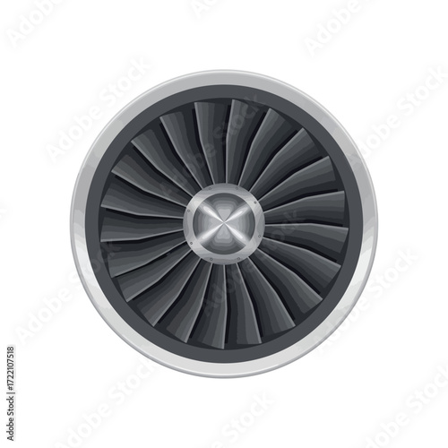 Powerful Jet Engine Turbine Fan Blades of an Aircraft Providing Thrust for Modern Aviation Flight Technology