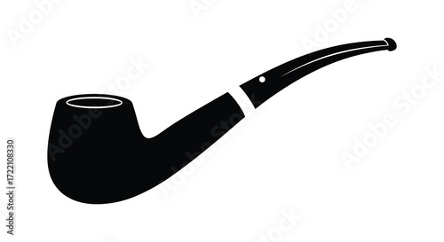 Simple black and white illustration of a classic smoking pipe design