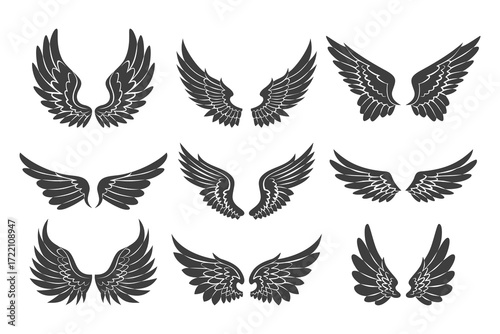 Elegant flat design angel wings silhouette