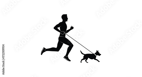 Wallpaper Mural A silhouetted man running with his dog on a leash outdoors Torontodigital.ca