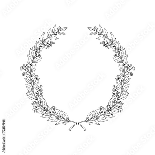 Elegant laurel wreath design symbolizing achievement honor and victory in a classic artistic style.