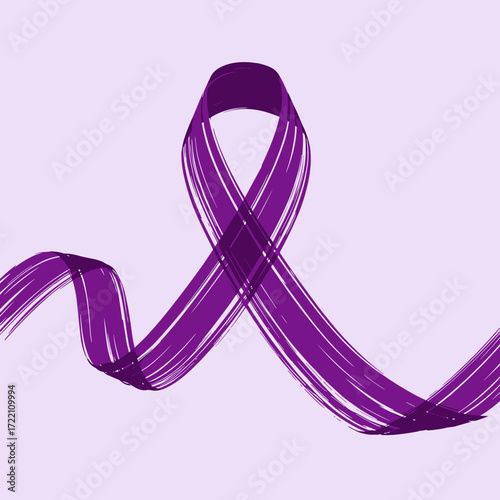 Purple ribbon symbolizing awareness and support for various causes and health conditions.